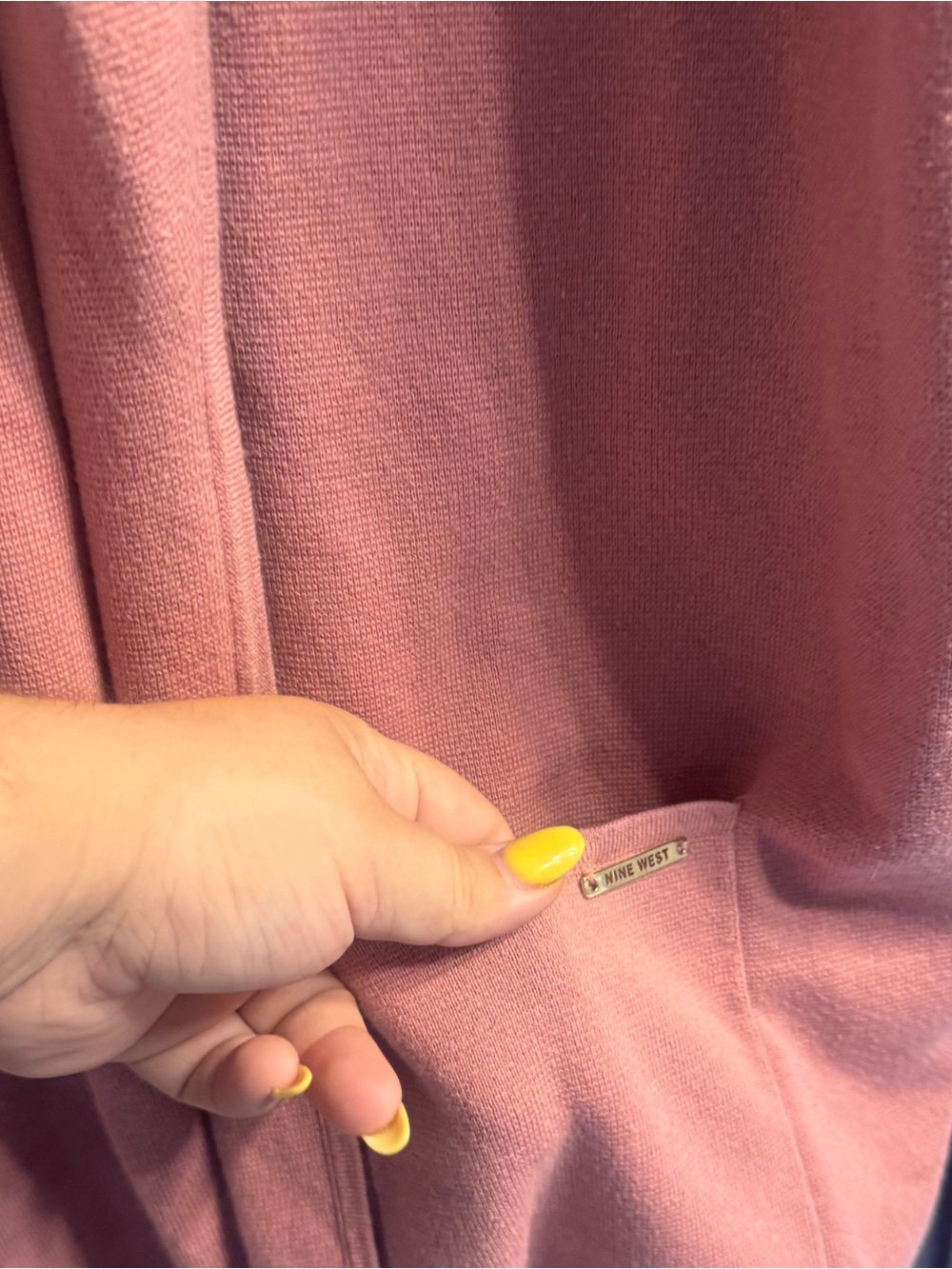 Nine West Blush Pink Open-Front Cardigan with Pockets - Picture 2 of 4